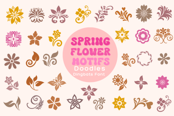 Spring Flower Motifs Font for Small Business Branding